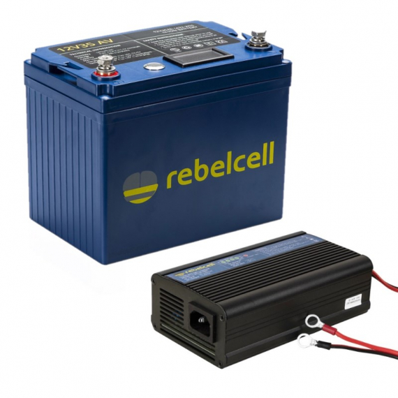 Rebelcell 12V35 AV li-ion batteri (432 Wh) Med Laddare 12.6V10A Li-ion dans le groupe Électronique marine et bateau / Batteries et chargeurs / Batteries / Batteries lithium l\'adresse Sportfiskeprylar.se (12035AVREUApaket)