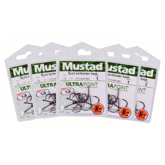 Mustad Eyed Baitholder Hook Pack x5 dans le groupe Hameçons et terminal tackle / Hameçons / Hameçons specimen l\'adresse Sportfiskeprylar.se (MUSTADEYEDBAITHOLDERPACK)