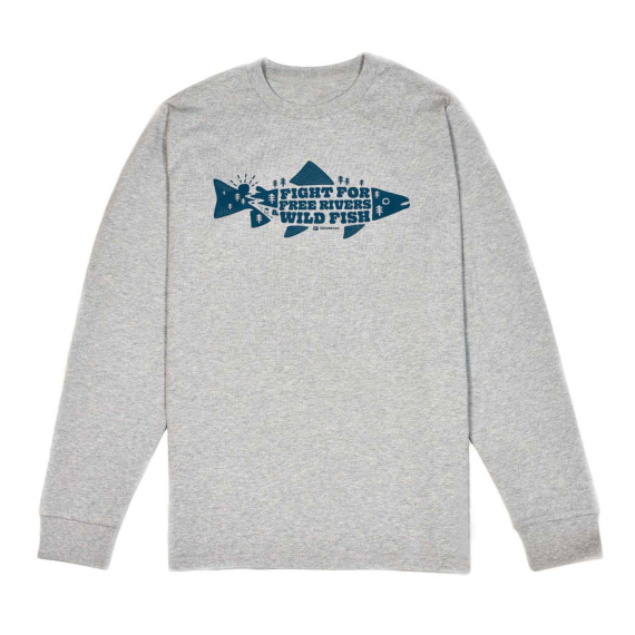 Frödin \'Free Rivers & Wild Fish\' Long-Sleeve T-Shirt - Heather Grey dans le groupe Habits et chaussures / Habits / Sweats / T-shirts manches longues l\'adresse Sportfiskeprylar.se (OT-FRLSGLr)