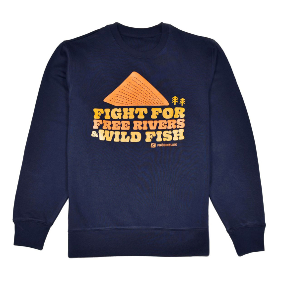 Frödin \'Free Rivers & Wild Fish\' Sweatshirt - Navyv Blue dans le groupe Habits et chaussures / Habits / Sweats / Pulls l\'adresse Sportfiskeprylar.se (OT-FRSLr)